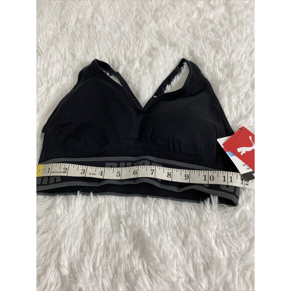 PUMA Sports Bra Women's Size M Black Seamless Padded Stretch Adjustable - Picture 10 of 11